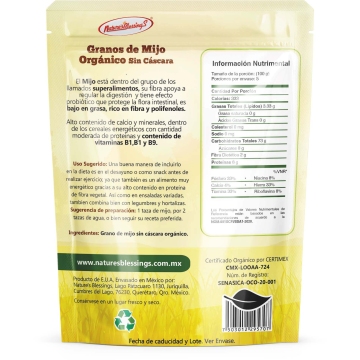 Granos de Mijo Organico amarillo sin cascara  500g