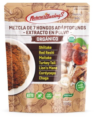 Mezcla de 7 Hongos Adaptogenos Organicos extracto en polvo  100g