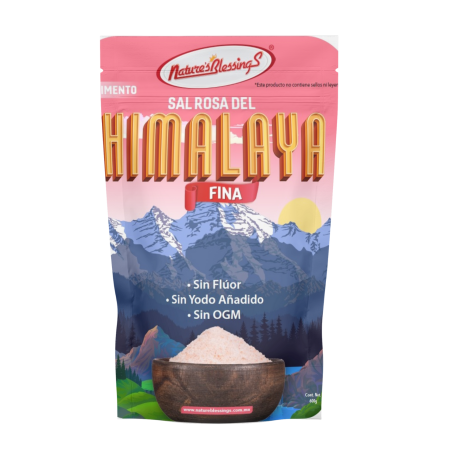 Condimento Sal Rosa del Himalaya Fina 600 g Sin Fluor Sin yodo