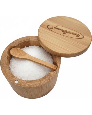 Tarro de bambú con cuchara para sal, condimentos.